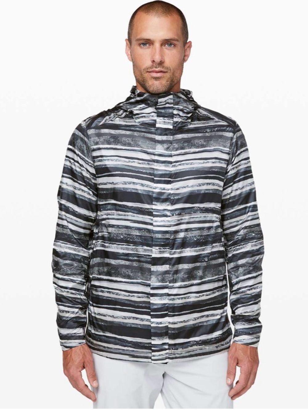 LULULEMON Men’s Axiom Jacket Grey Camo Collage Full Zip Hooded Jacket